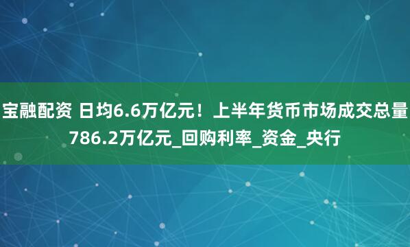 宝融配资 日均6.6万亿元！上半年货币市场成交总量786.2万亿元_回购利率_资金_央行