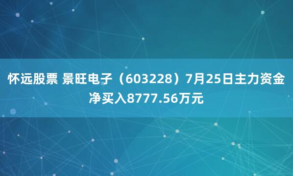 怀远股票 景旺电子（603228）7月25日主力资金净买入8777.56万元